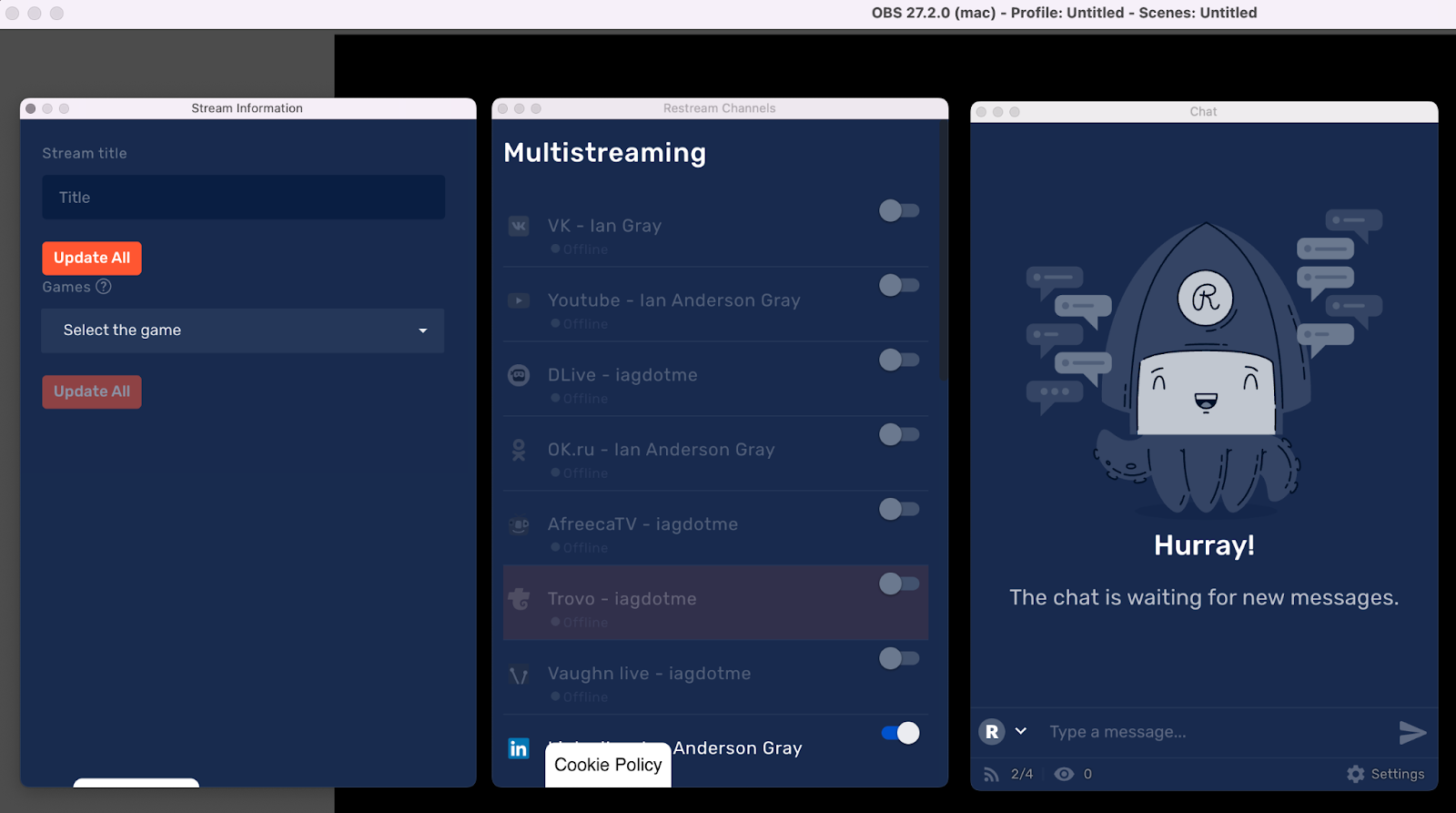 Restream multistreaming with OBS