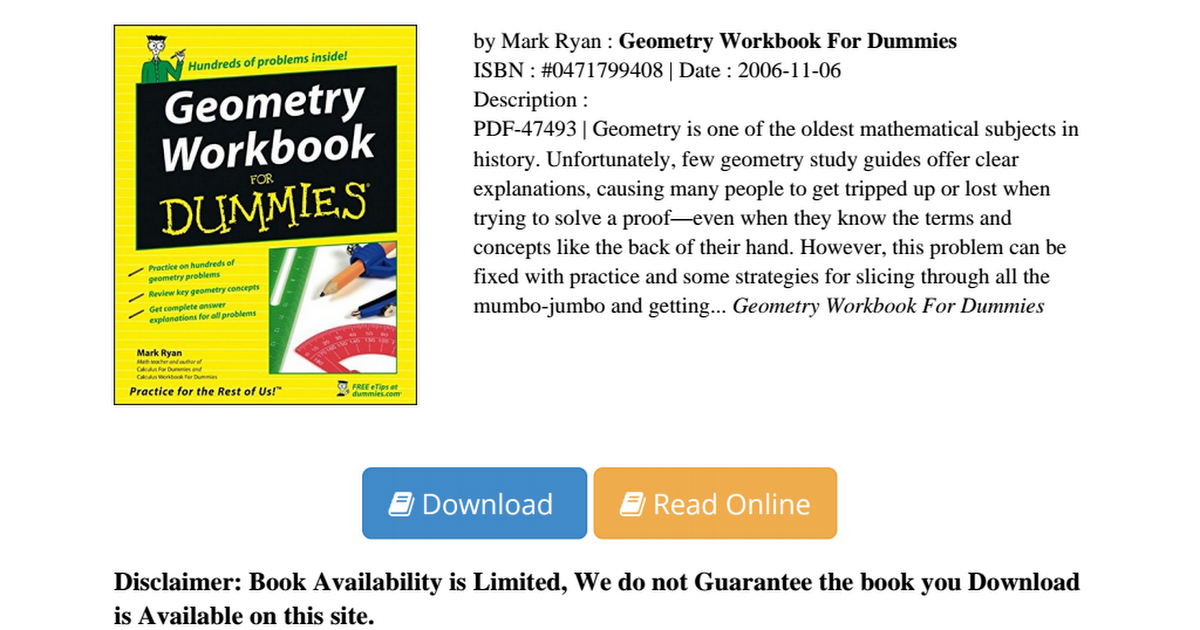 Geometry workbook for dummies pdf download free