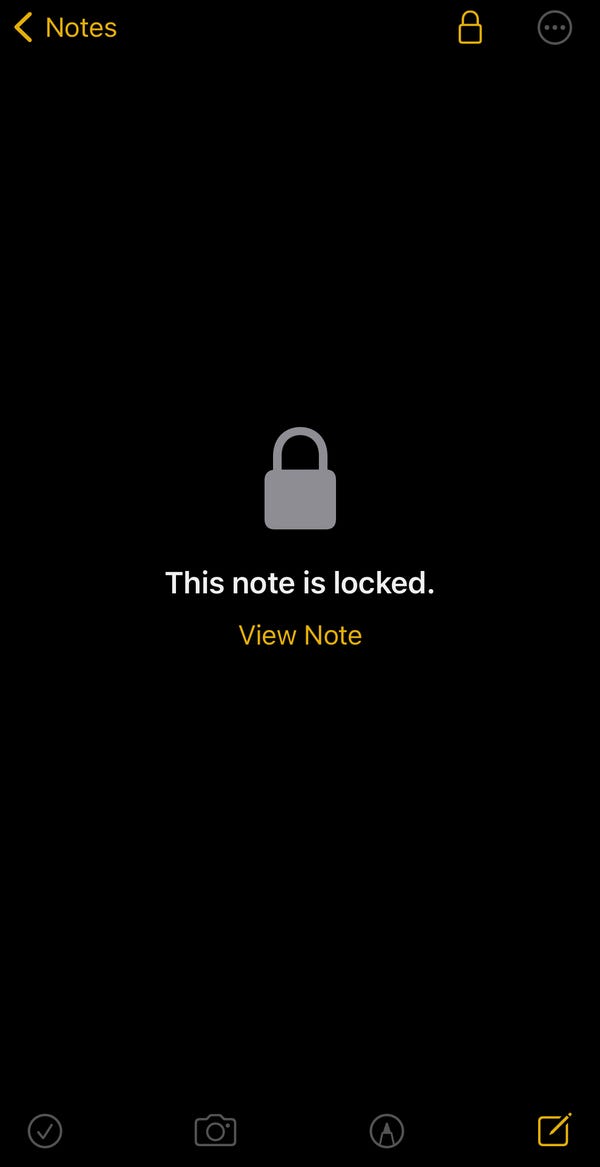 When a note is locked, it will look like this
