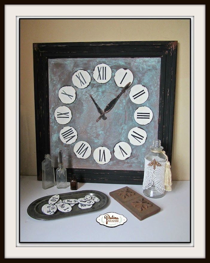 Faux Enamel and Verdigris Clock Face