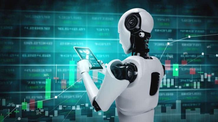 Ilustrasi robot sedang melakukan trading forex