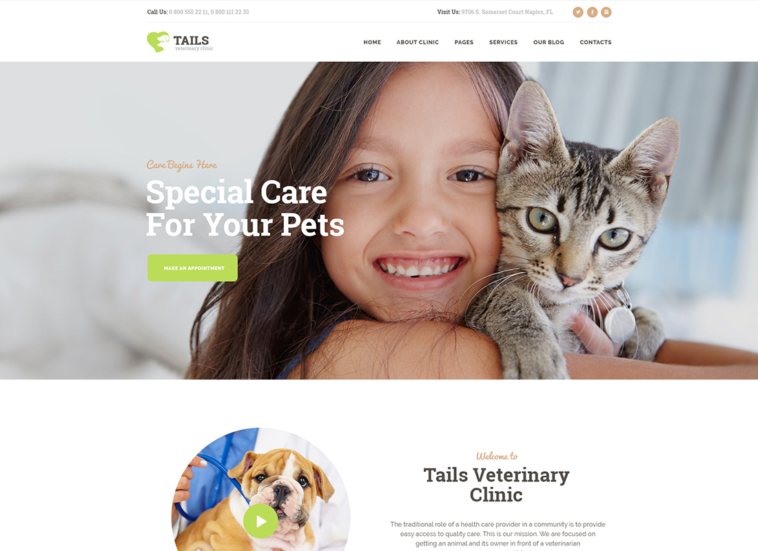 Colas |  Tema de WordPress para clínica veterinaria, cuidado de mascotas y tienda