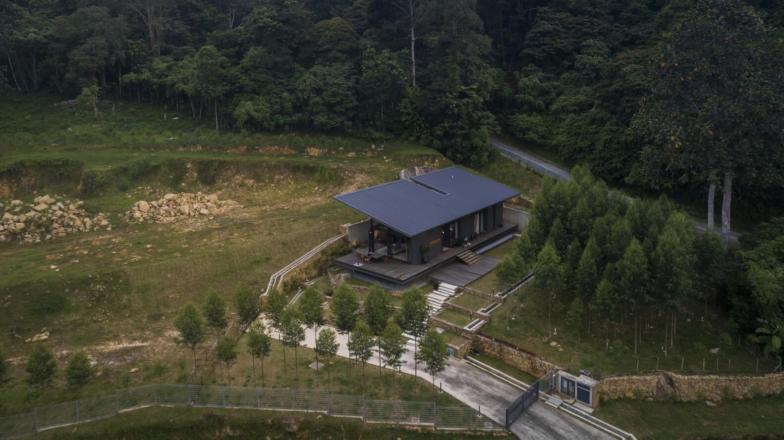 two story house with panoramic windows