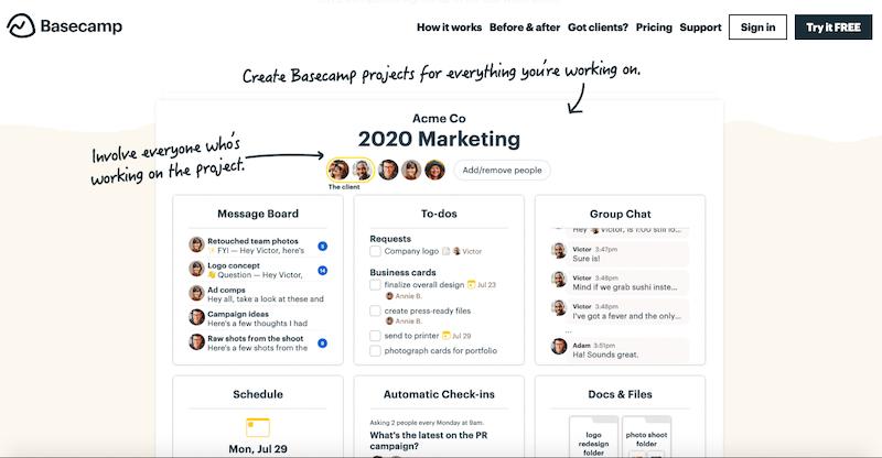 Herramienta de gestión de proyectos en línea BaseCamp 