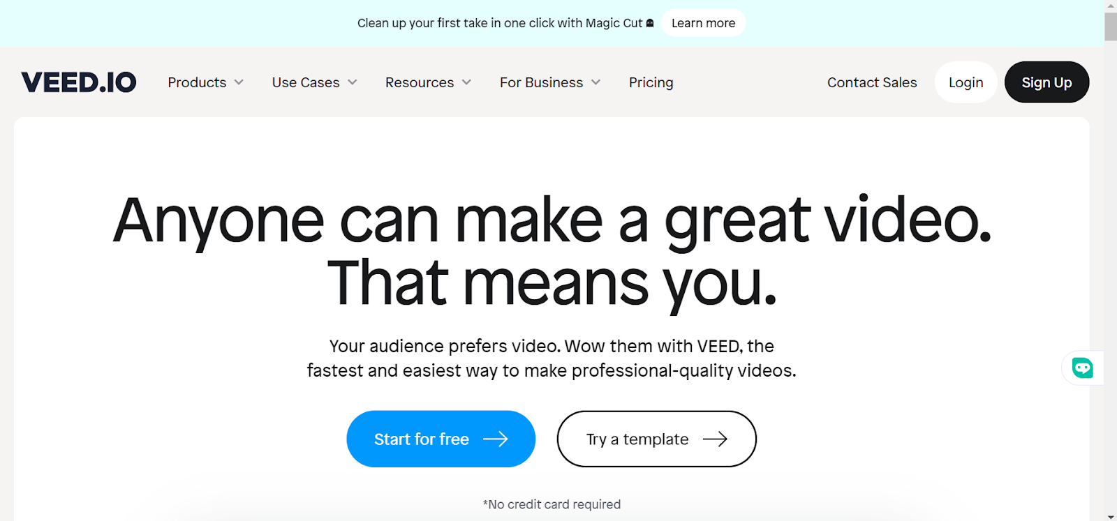 Veed.io: Automated text and sound.