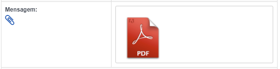 Campo 'Mensagem' com PDF inserido.