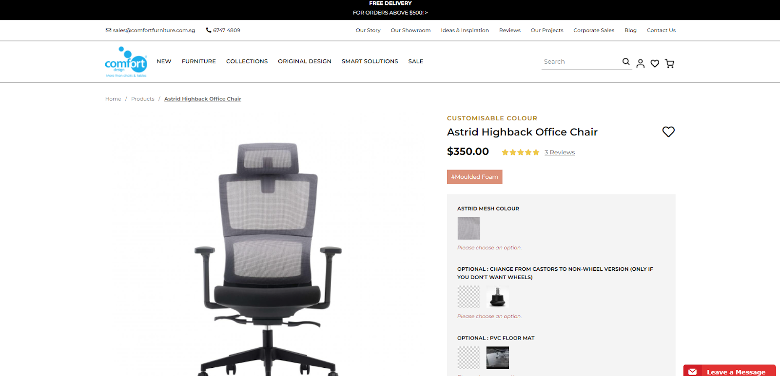 best office chairs in singapore_Comfort Design Astrid Highback Office Chair