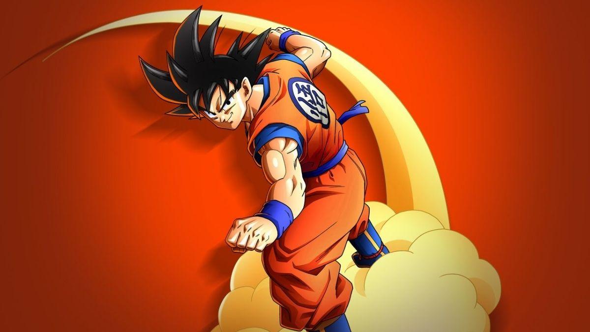 Goku flying on a cloud