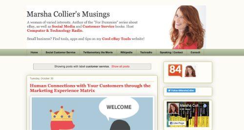 A screenshot of @MarshaCollier's blog