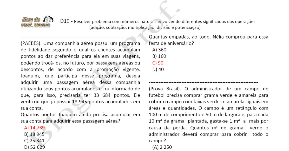 D19 (9º ANO - Mat.) - Blog Do Prof. Warles.doc - Google Drive