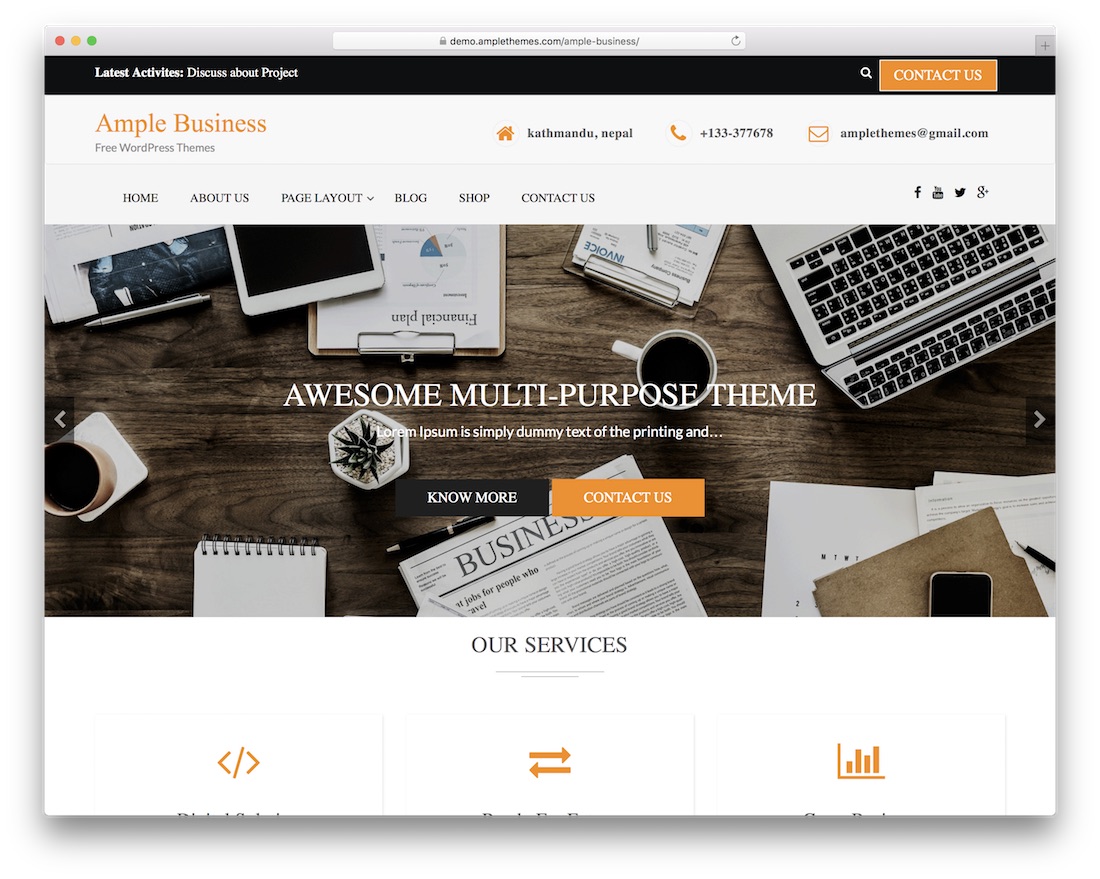 amplio tema empresarial gratuito de wordpress