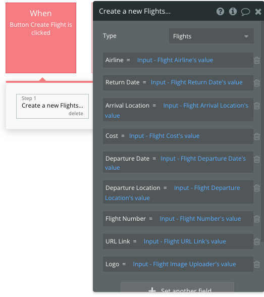Mapping input elements and image uploader values to relevant Flight fields in database