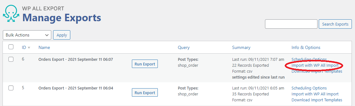 manage exports