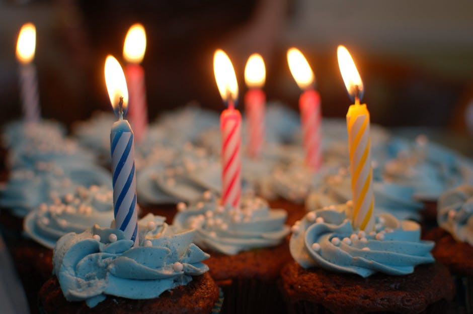 Lighted Candles on Cupcakes