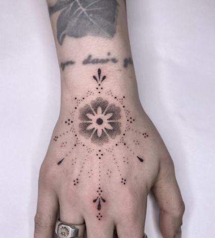 Artistic Hand Stick And Poke Tattoo