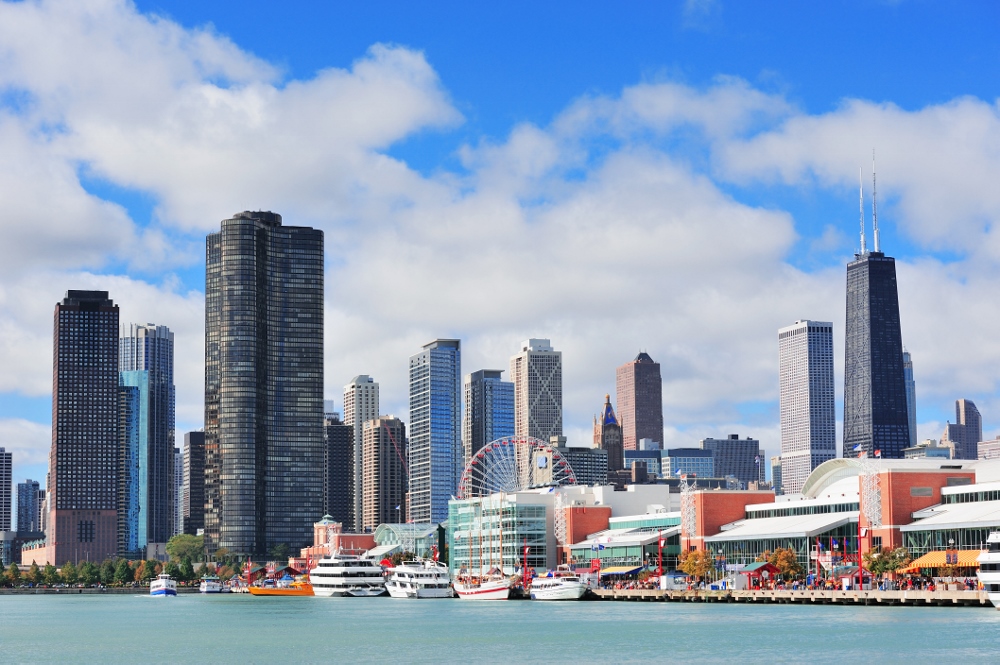 A photo of Navy Pier and the Chicago Skyline