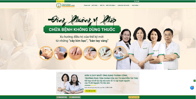 Giao diện trang chủ website Đông phương Y pháp