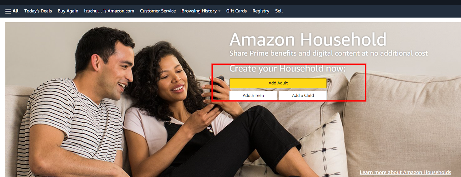 add to amazon household