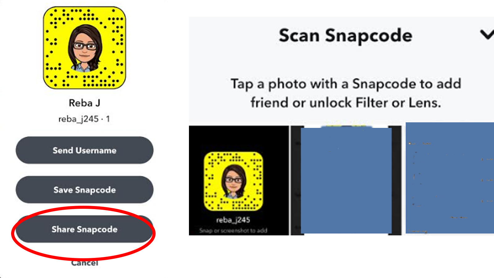 To add users on Snapchat through their profile link or Snapcode (not in person)