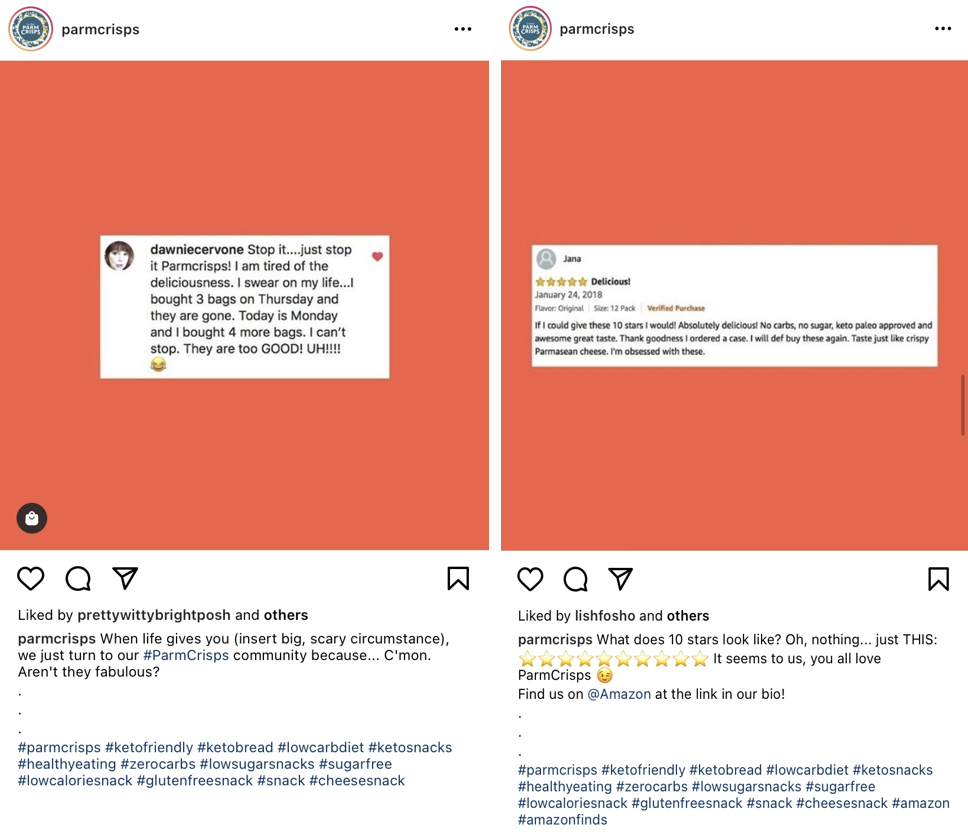 Post na Instagramie z opiniami klientów – zrzuty ekranu