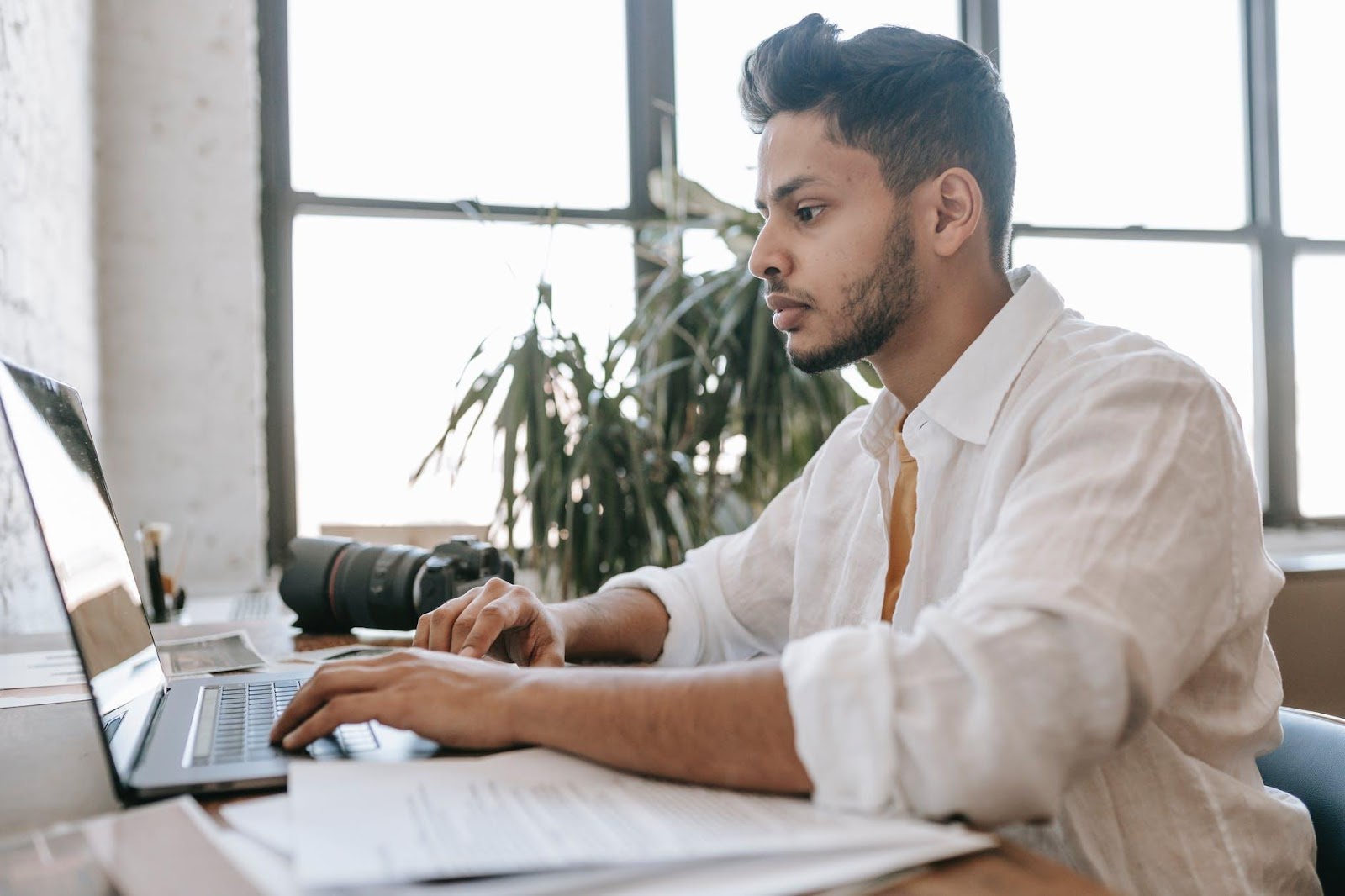 man working on computer