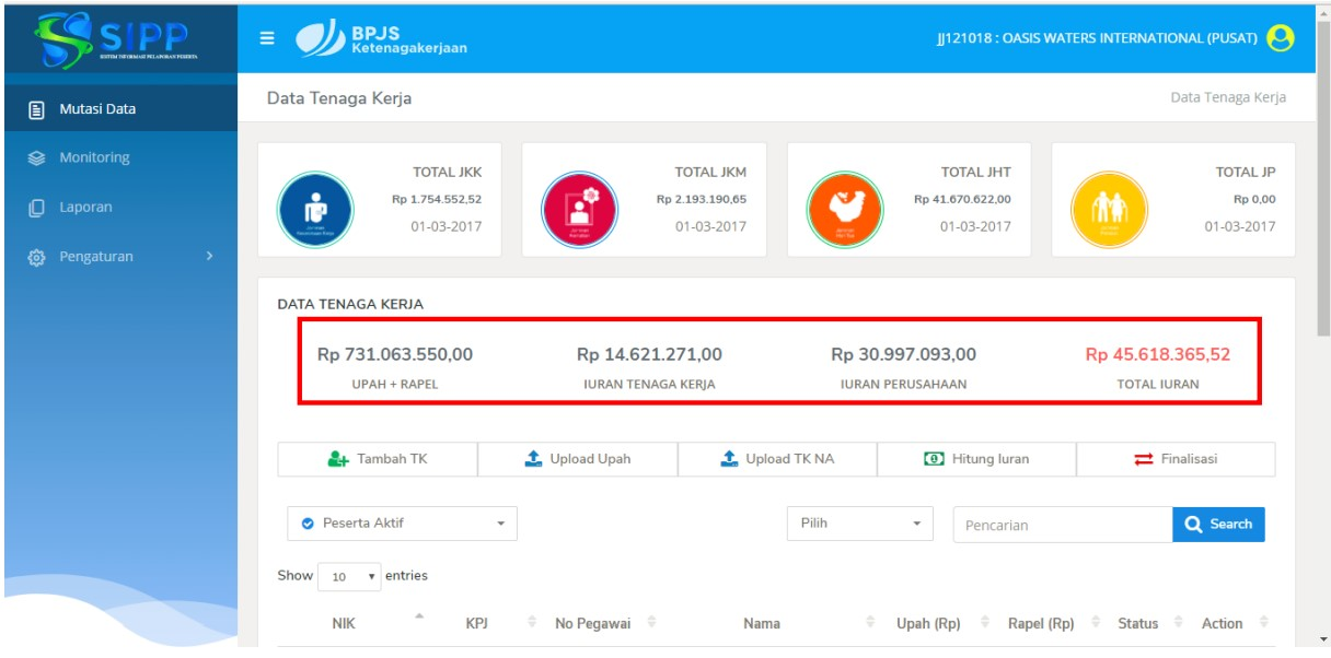 Fitur-Fitur SIPP Online
