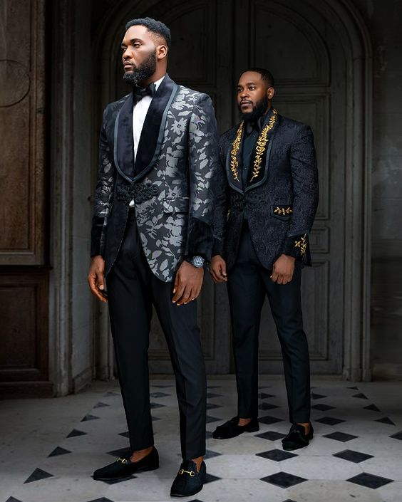 two men rocking embellished dinner jackets