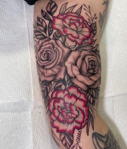 good flower tattoo for leg