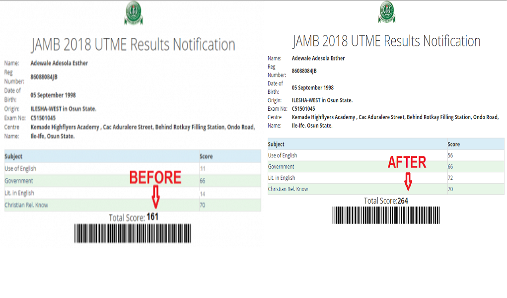 How to upgrade JAMB score scam picture
