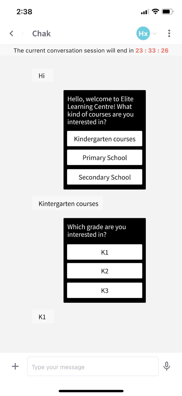 Elite Learning Centre chatbot automation through VIMOS