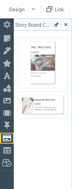Story Board Cards in toolbar