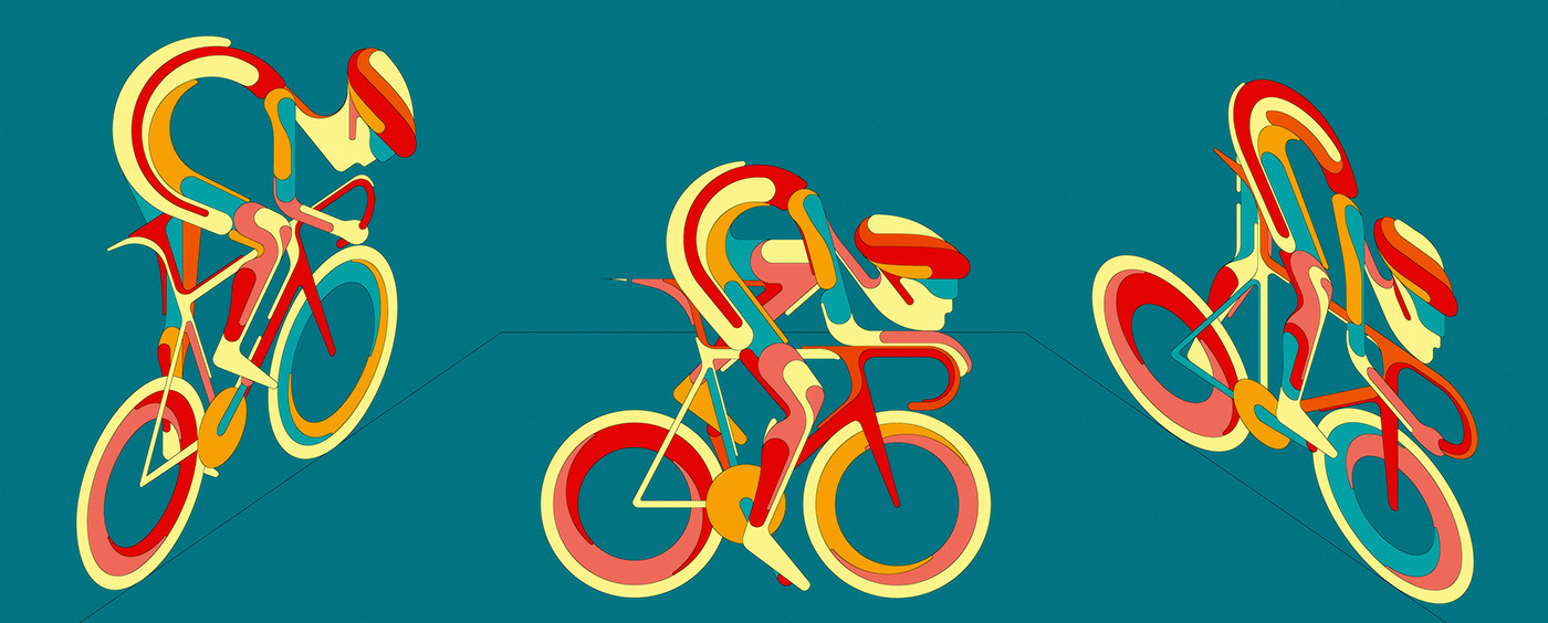 Illustration of Bike charles williams cycle Cycling cycling posters geometric made up sport Tour de France velo