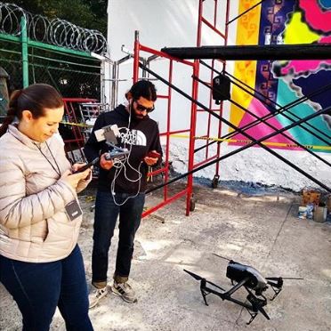 drones create graffiti at Mexico art week