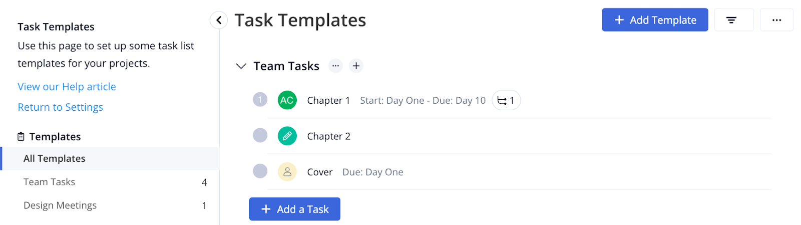 Task templates feature