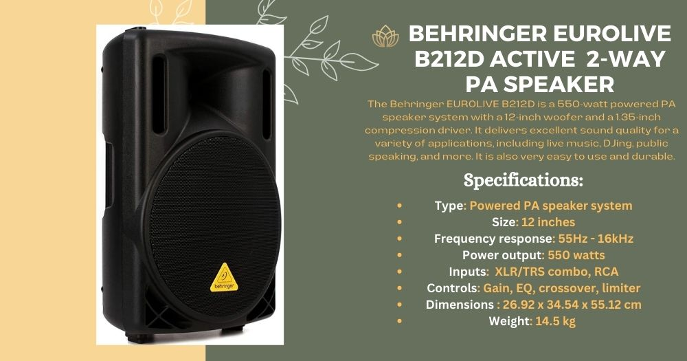 Behringer EUROLIVE B212D 2-Way Channel PA DJ Speaker