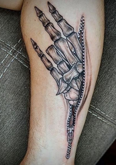 Skeleton Hand Zipper Tattoo
