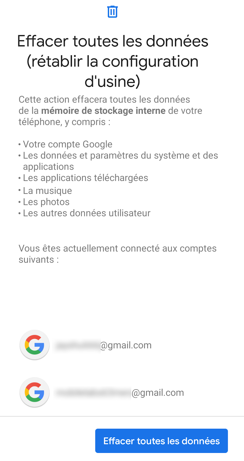 Réinitialisation Android