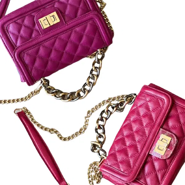 Bolsa clássica rosa com alça corrente Vipelle