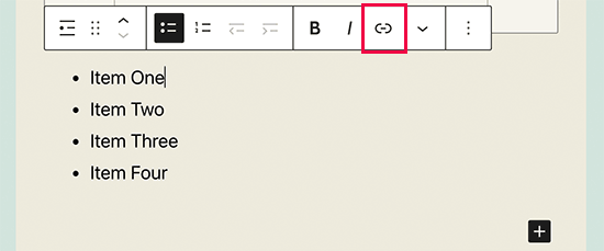 Adicionando links no bloco de lista