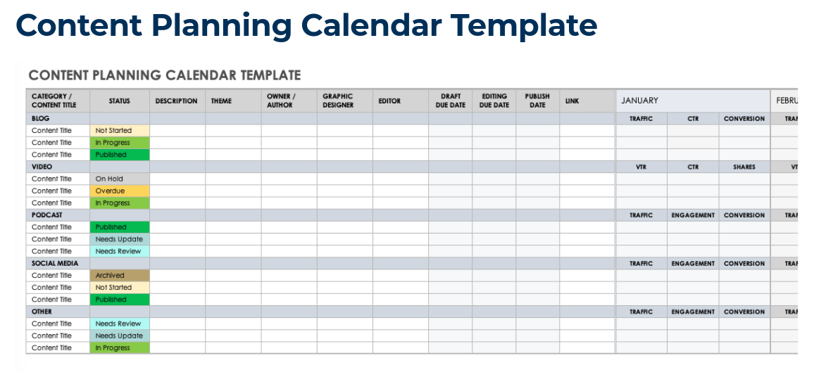 content planning spreadsheet