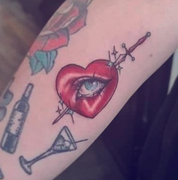 Red Heart Evil Eye Tattoo