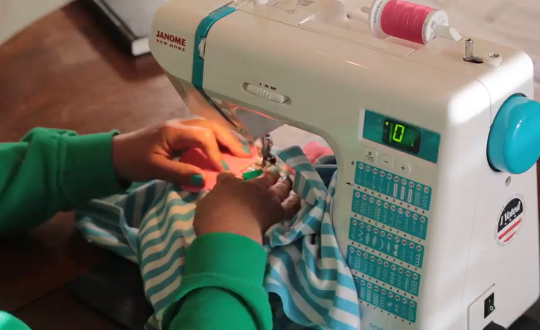 sewing on a machine