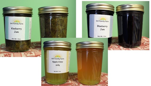 Examples of a few of the different types of jams and jellies offered
