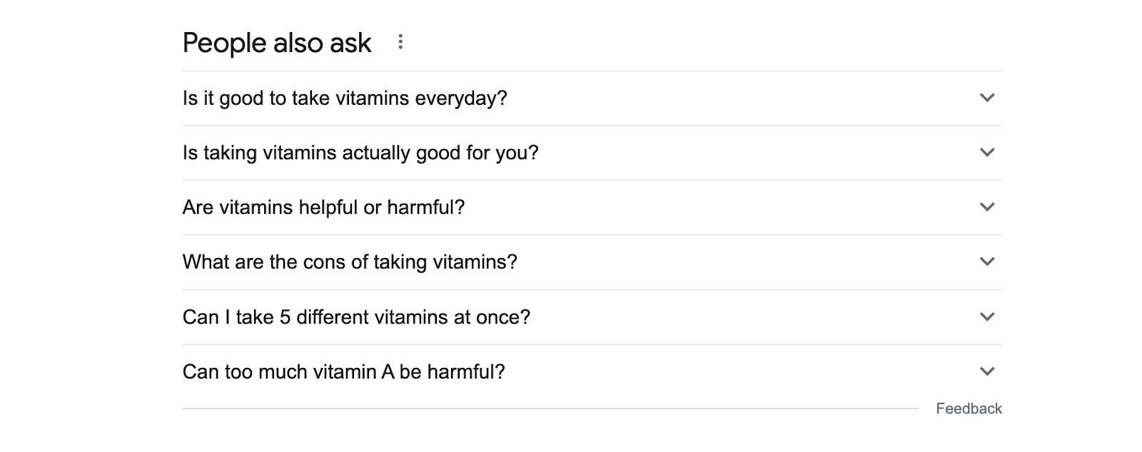 vitamin people also ask results in Google