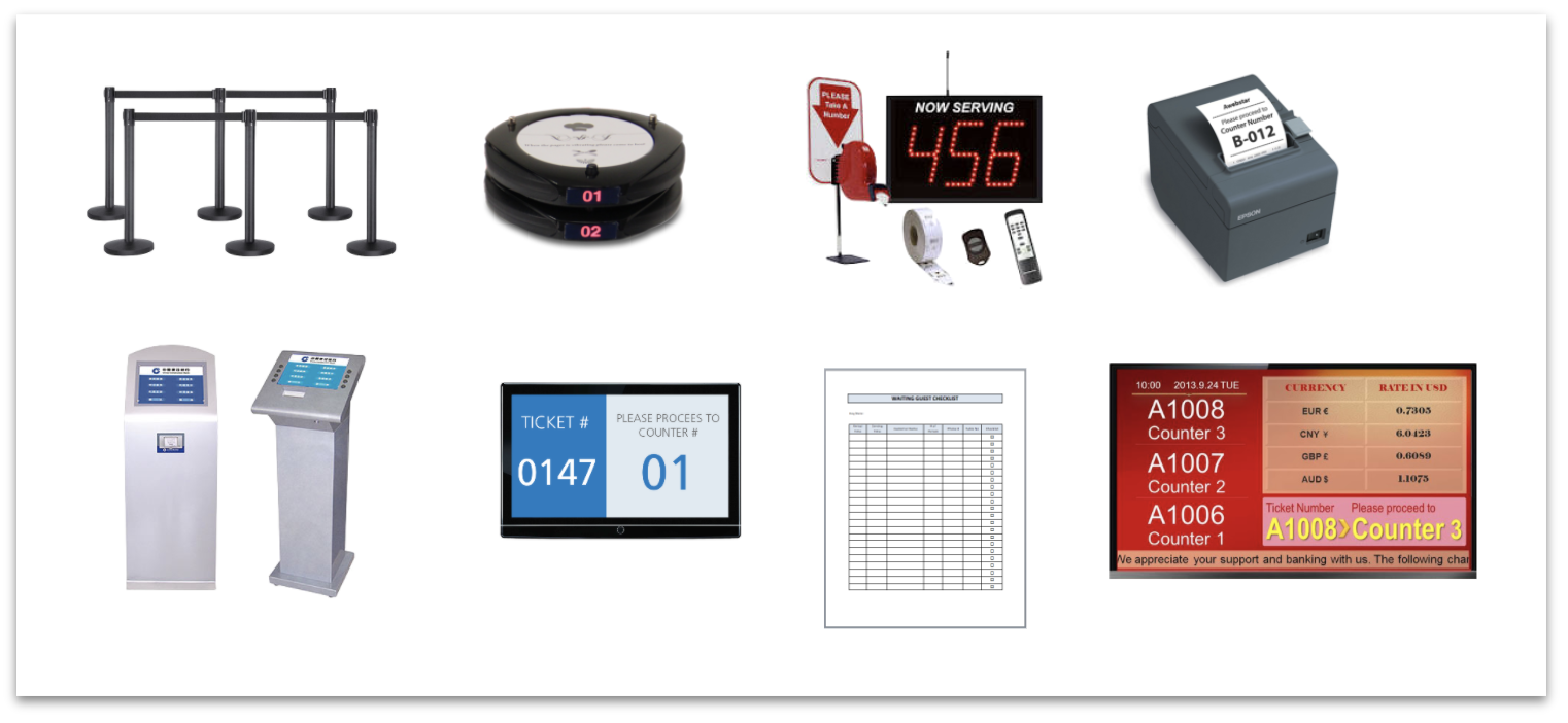 Collage of old school technologies and physical tools to manage lines