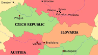 Map Of Slovakia And Czech Republic