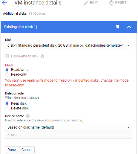 datacloudies persistent disk