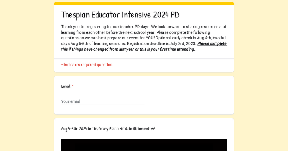 Thespian Educator Intensive 2024 PD