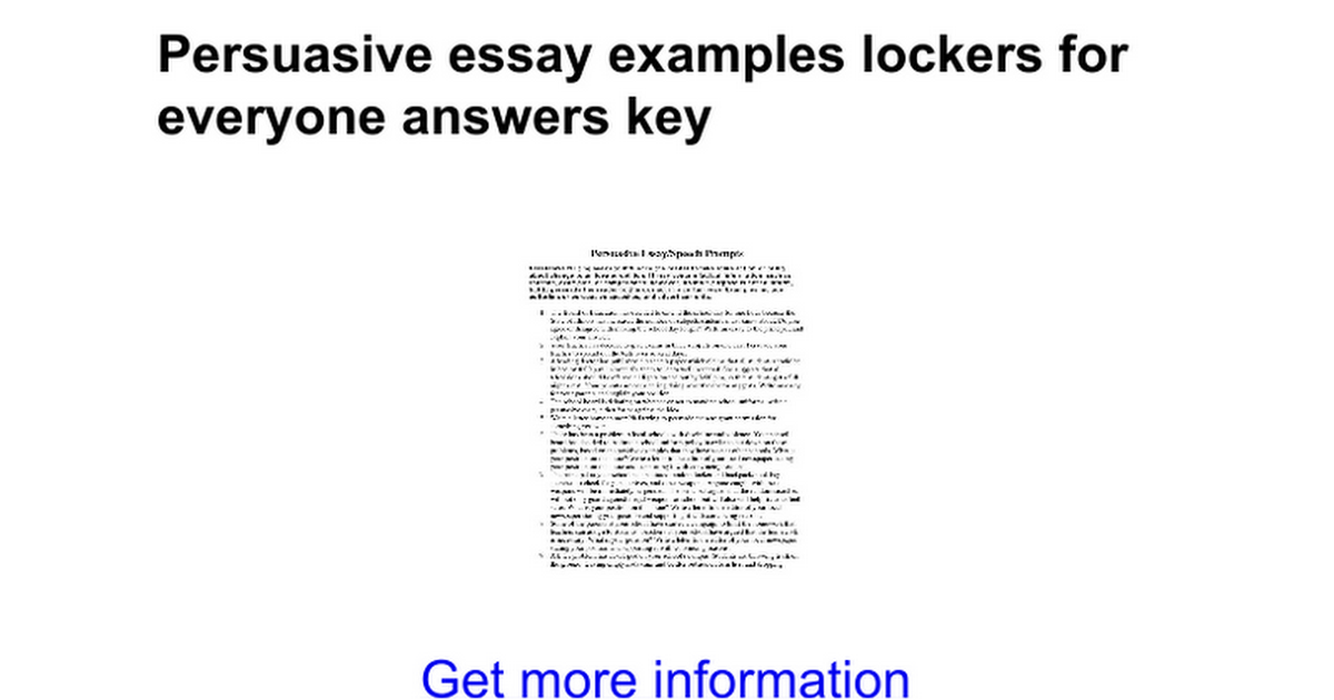 persuasive essay example lockers for everyone