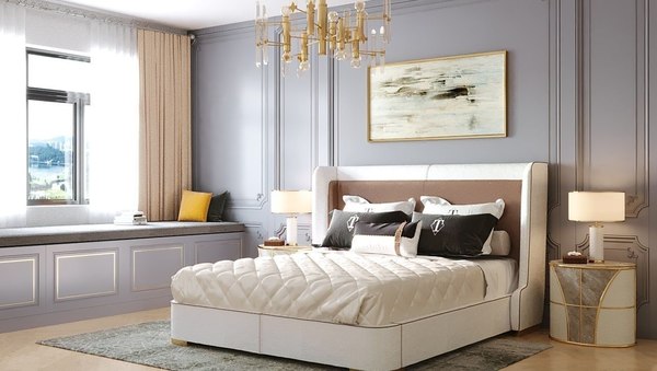 kamar tidur dengan konsep desain neoklasik